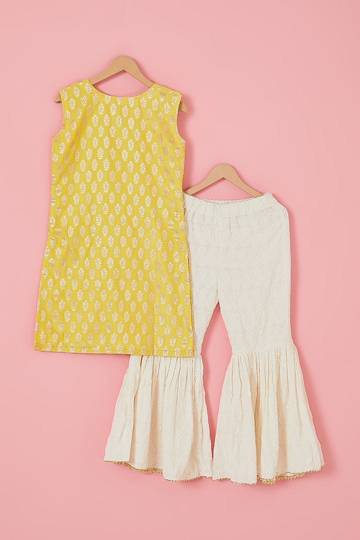 Off-White Rayon Embellished Sharara Set For Girls by Mei & Zu at Pernia's Pop Up Shop