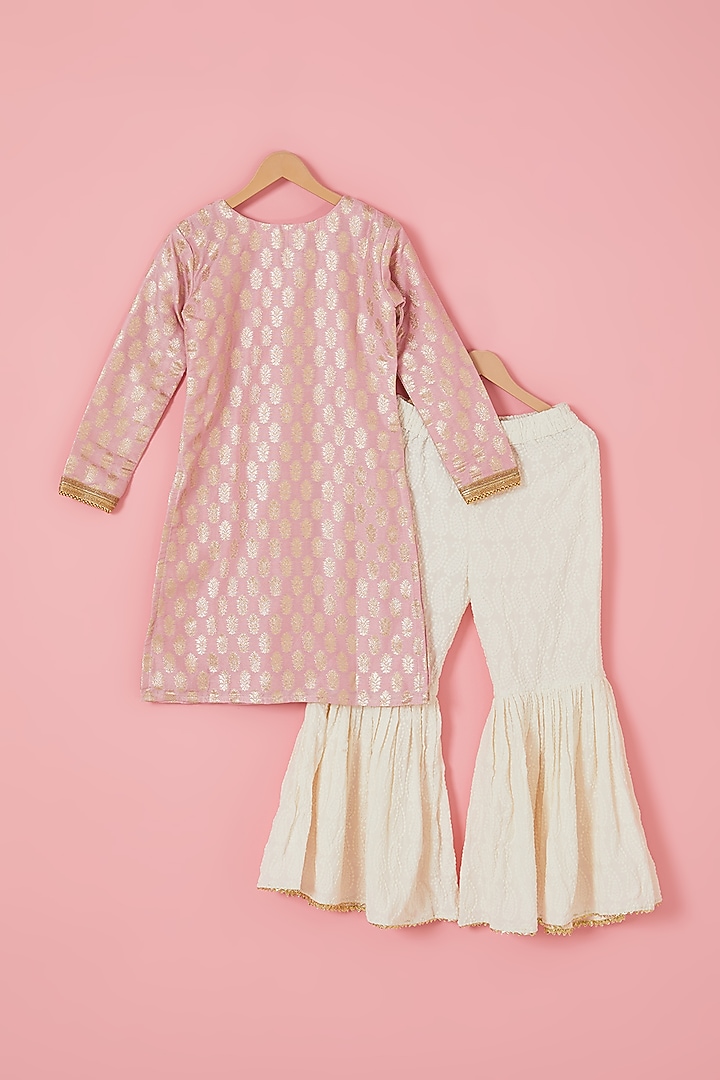 Off-White Rayon Embellished Sharara Set For Girls by Mei & Zu at Pernia's Pop Up Shop