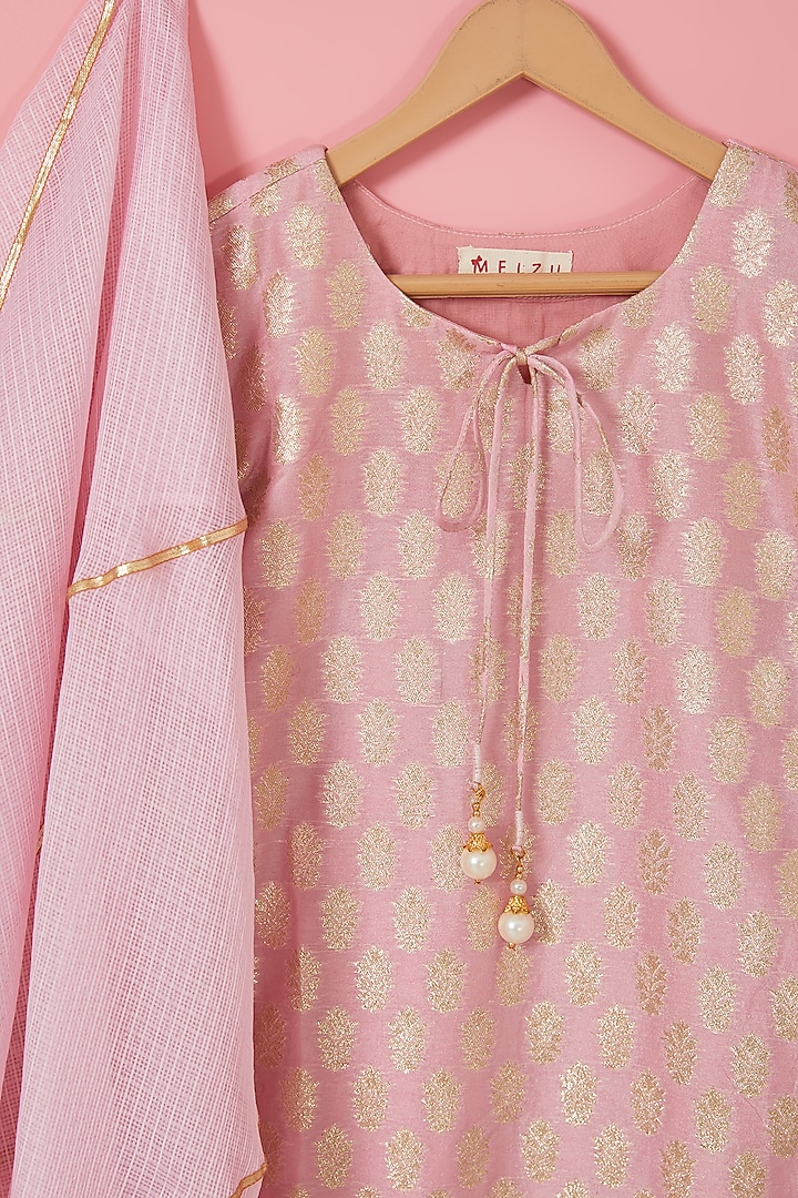 Off-White Rayon Embellished Sharara Set For Girls by Mei & Zu at Pernia's Pop Up Shop