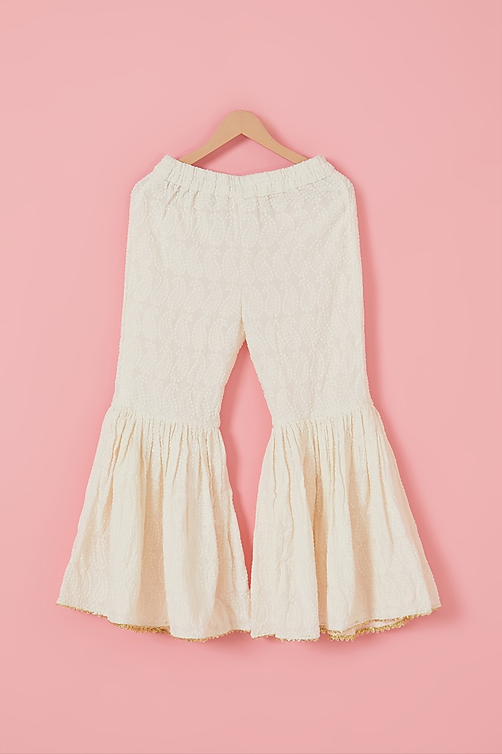 Off-White Rayon Embellished Sharara Set For Girls by Mei & Zu at Pernia's Pop Up Shop