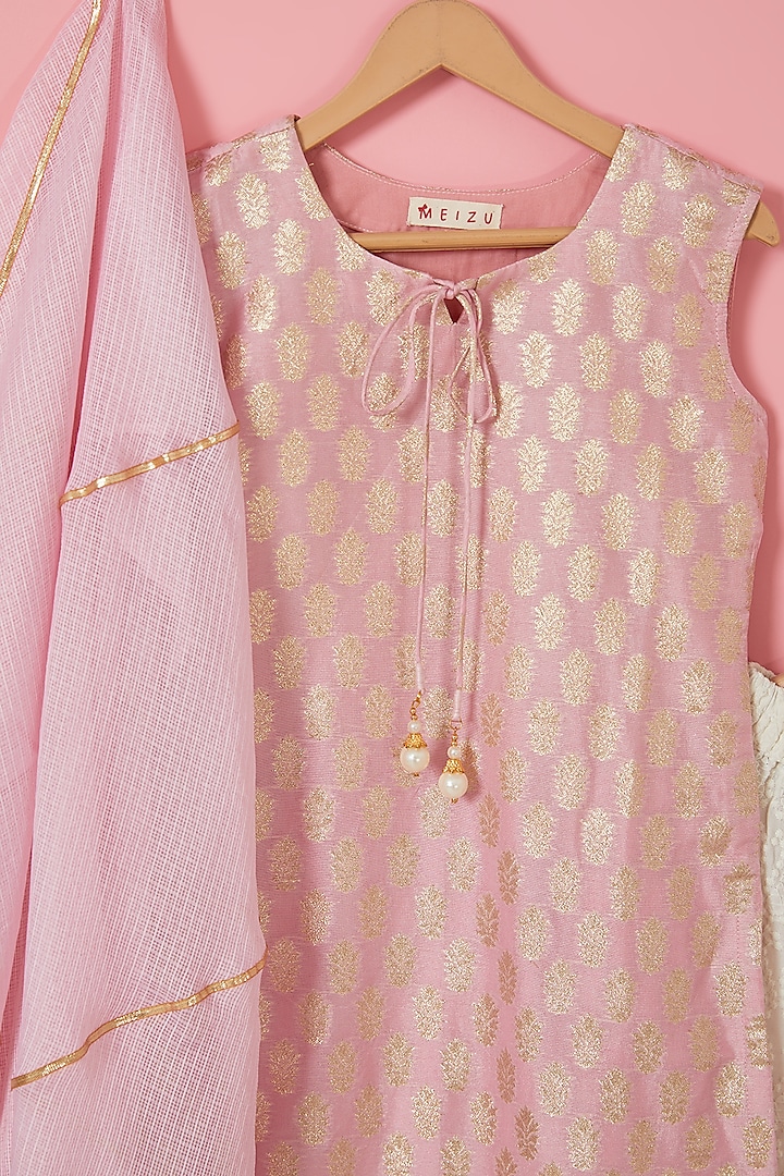 Off-White Rayon Embellished Sharara Set For Girls by Mei & Zu at Pernia's Pop Up Shop