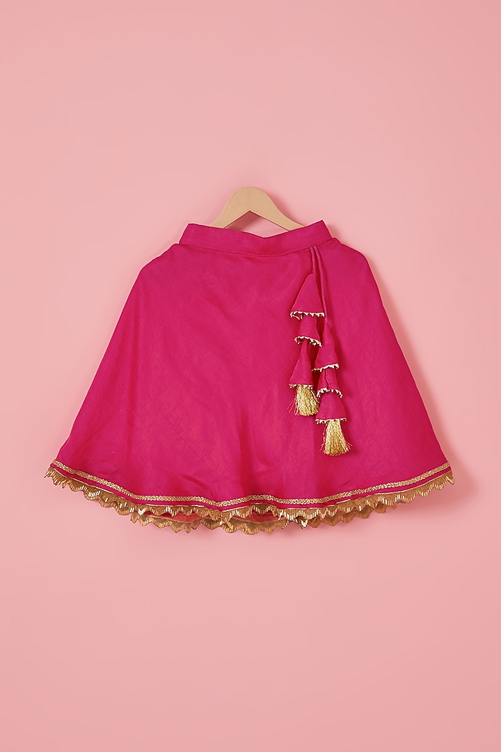 Pink Blended Silk Sequins Embroidered Lehenga Set For Girls by Mei & Zu at Pernia's Pop Up Shop