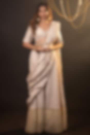 Gold Brocade Silk Sharara Set For Girls by Mei & Zu at Pernia's Pop Up Shop