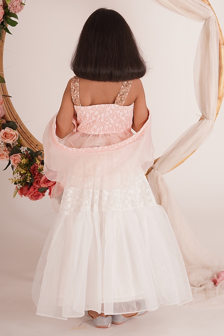 Multi-Colored Chikankari Embroidered Lehenga Set For Girls by Mei & Zu at Pernia's Pop Up Shop