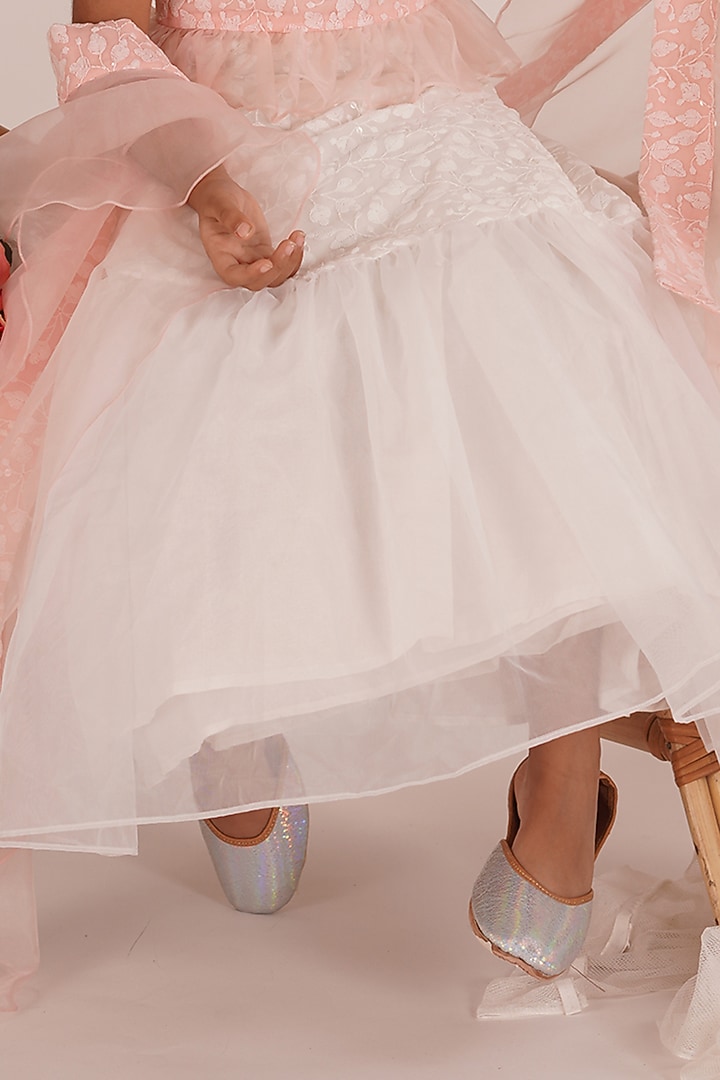 Multi-Colored Chikankari Embroidered Lehenga Set For Girls by Mei & Zu at Pernia's Pop Up Shop