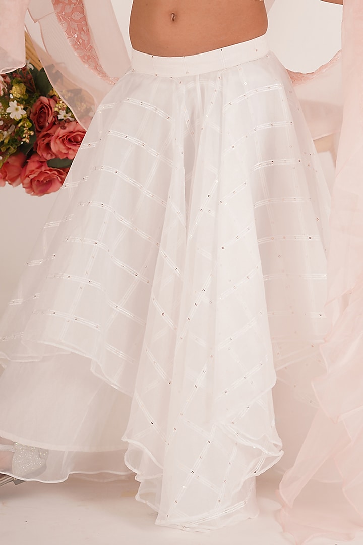 Multi-Colored Sequins Organza Layered Lehenga Set For Girls by Mei & Zu at Pernia's Pop Up Shop