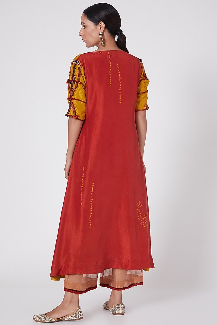 Yellow Hand Embroidered Tunic by Medha at Pernia's Pop Up Shop