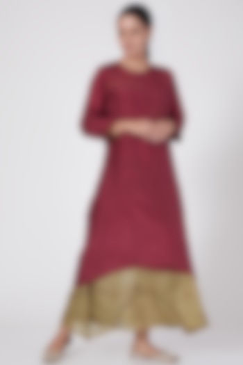 Plum Tunic With Embroidered Slip by Medha