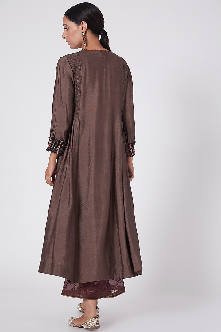 Beige Viscose Chanderi Tunic by Medha at Pernia's Pop Up Shop