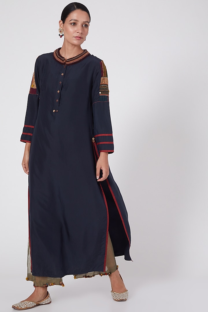 Blue Embroidered Tunic by Medha