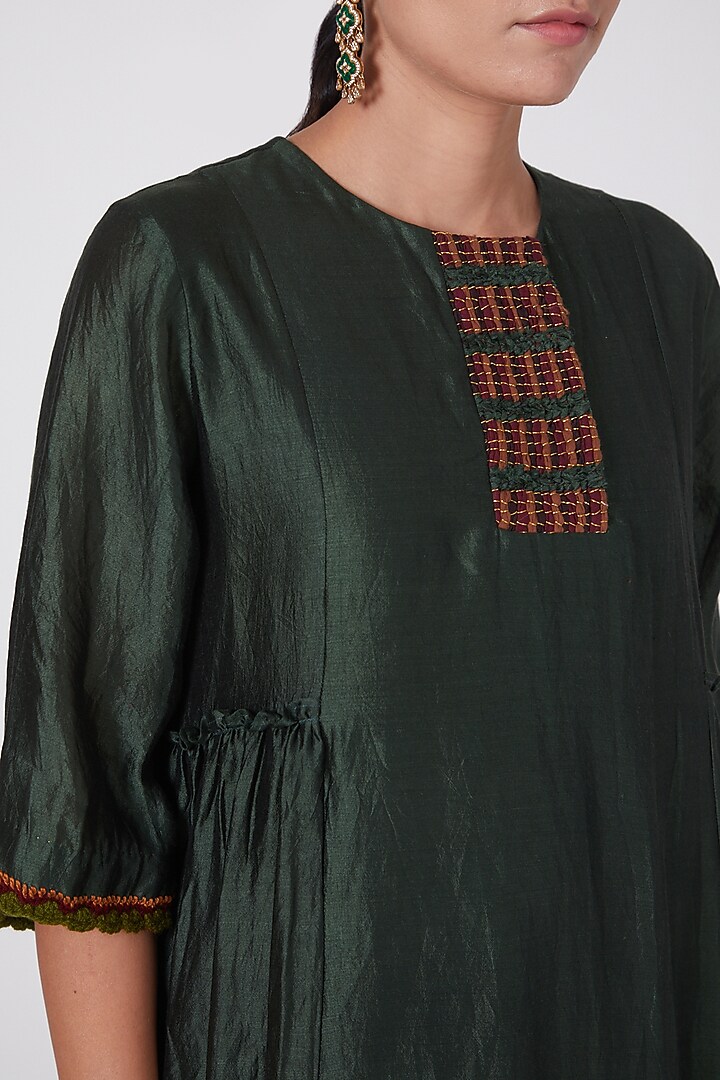 Green Handwoven Tunic by Medha at Pernia's Pop Up Shop