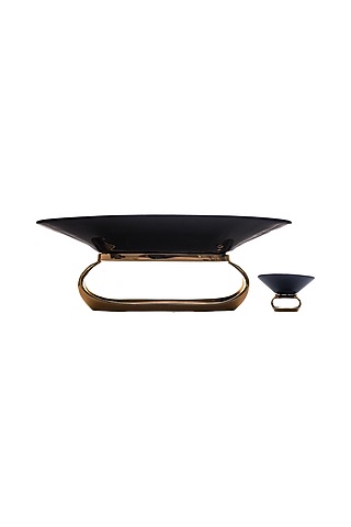 The Melange Black & Rose Gold Brass Serveware by Shaze