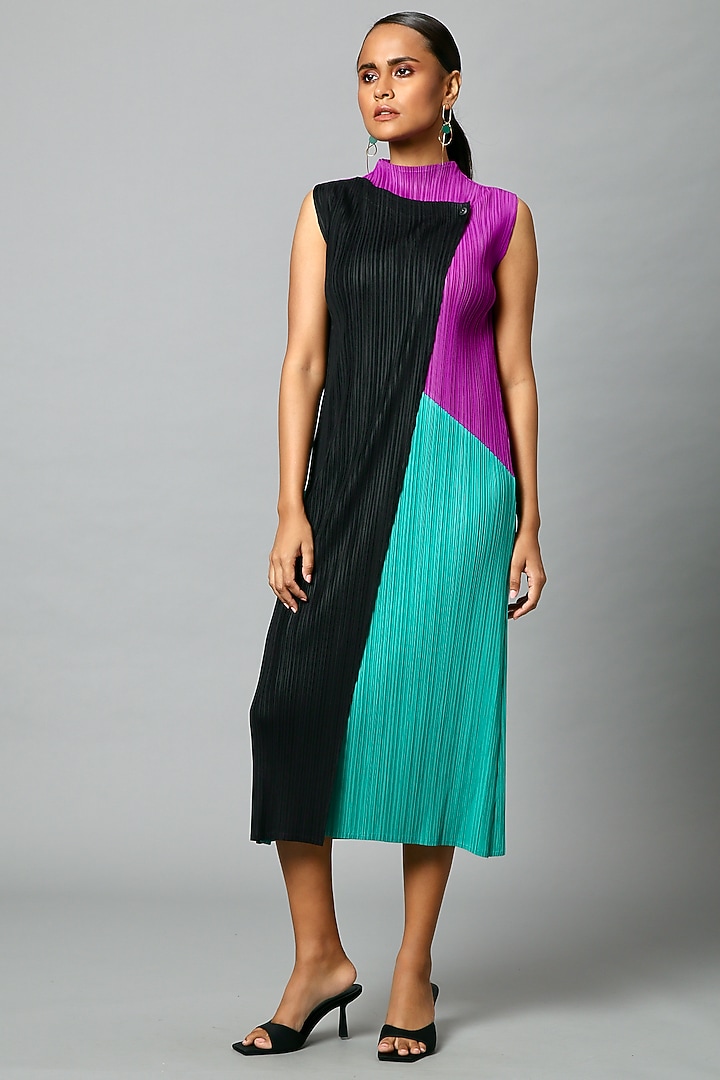 Green & Purple Polyester Summer Dress by Scarlet Sage at Pernia's Pop Up Shop