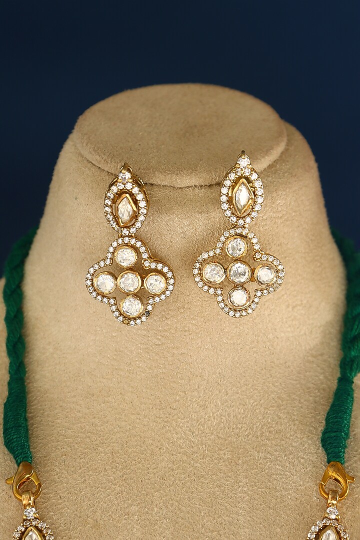 Gold Finish Emerald & Ruby Temple Necklace Set In Sterling Silver by Mero at Pernia's Pop Up Shop