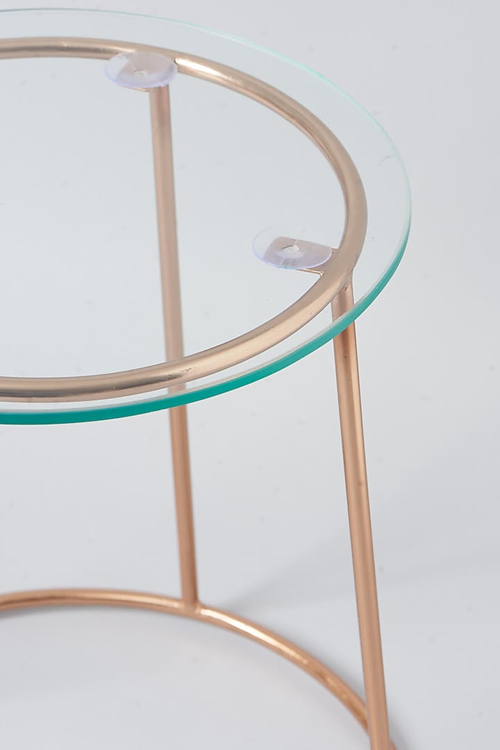 Rose Gold Round Table With Glass by Metl & Wood at Pernia's Pop Up Shop