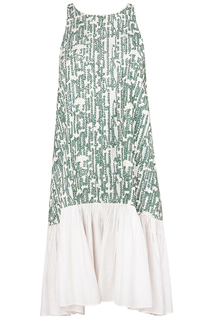 Green and White Canopy Dress by Meadow