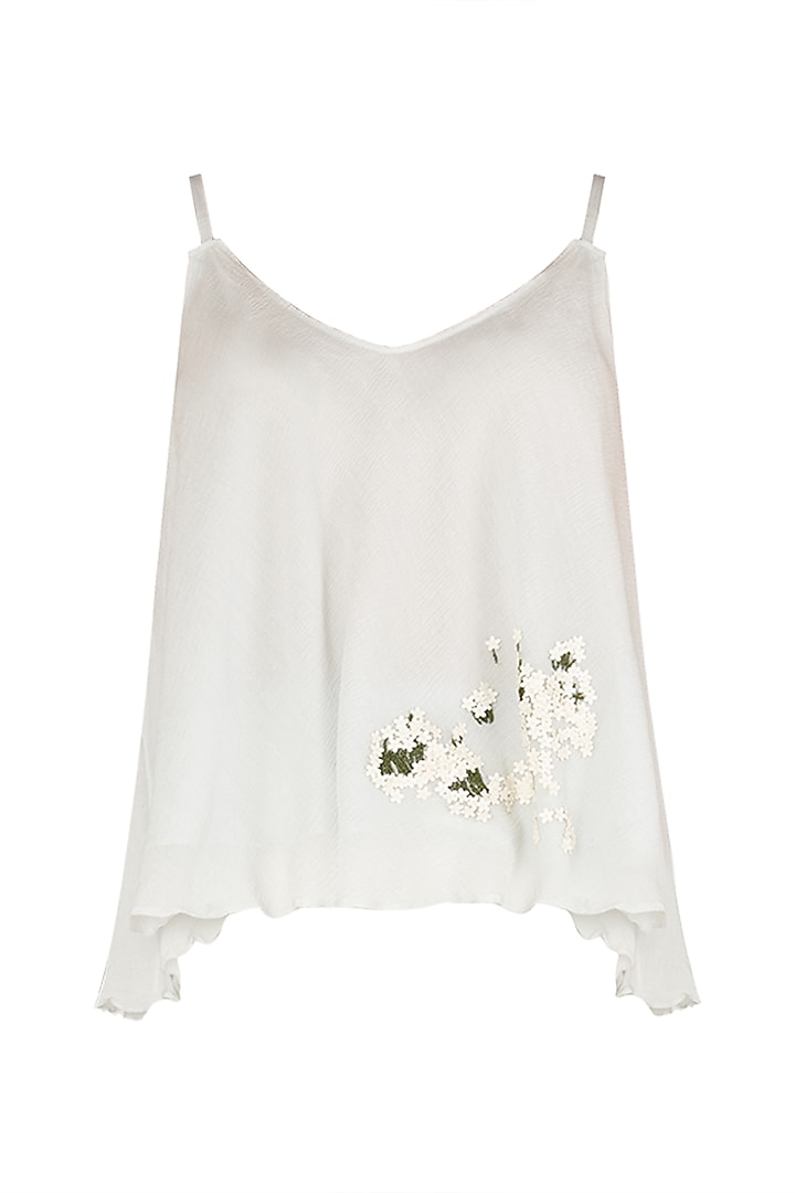 White Embroidered Top by Meadow