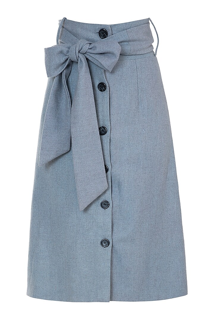 Dusty blue buttoned skirt by Meadow at Pernia's Pop Up Shop