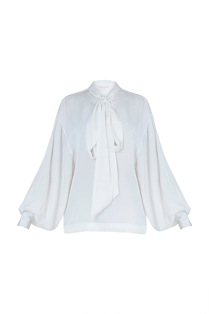 Eden white neck tie top by Meadow