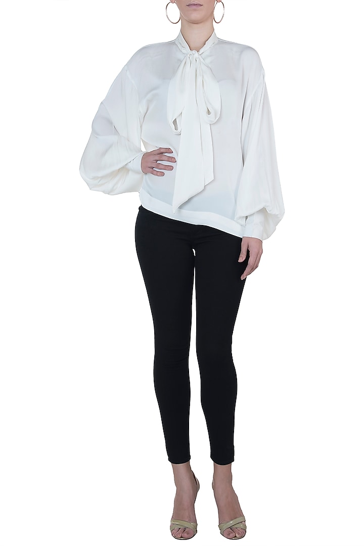 Eden white neck tie top by Meadow at Pernia's Pop Up Shop