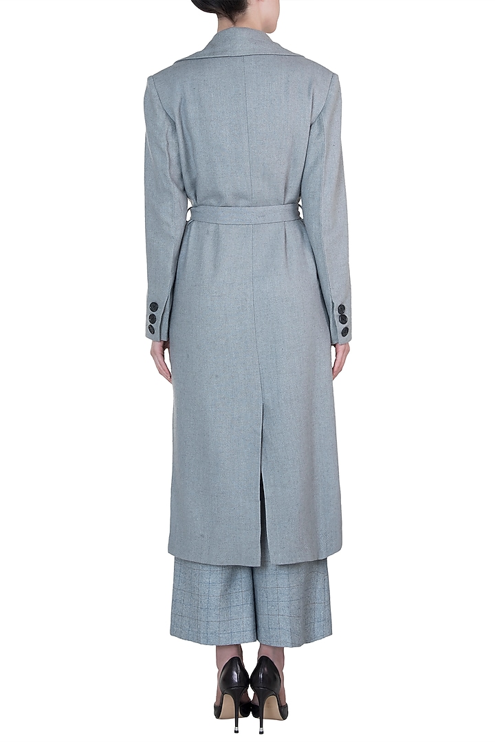 Dusty blue tweed coat by Meadow at Pernia's Pop Up Shop