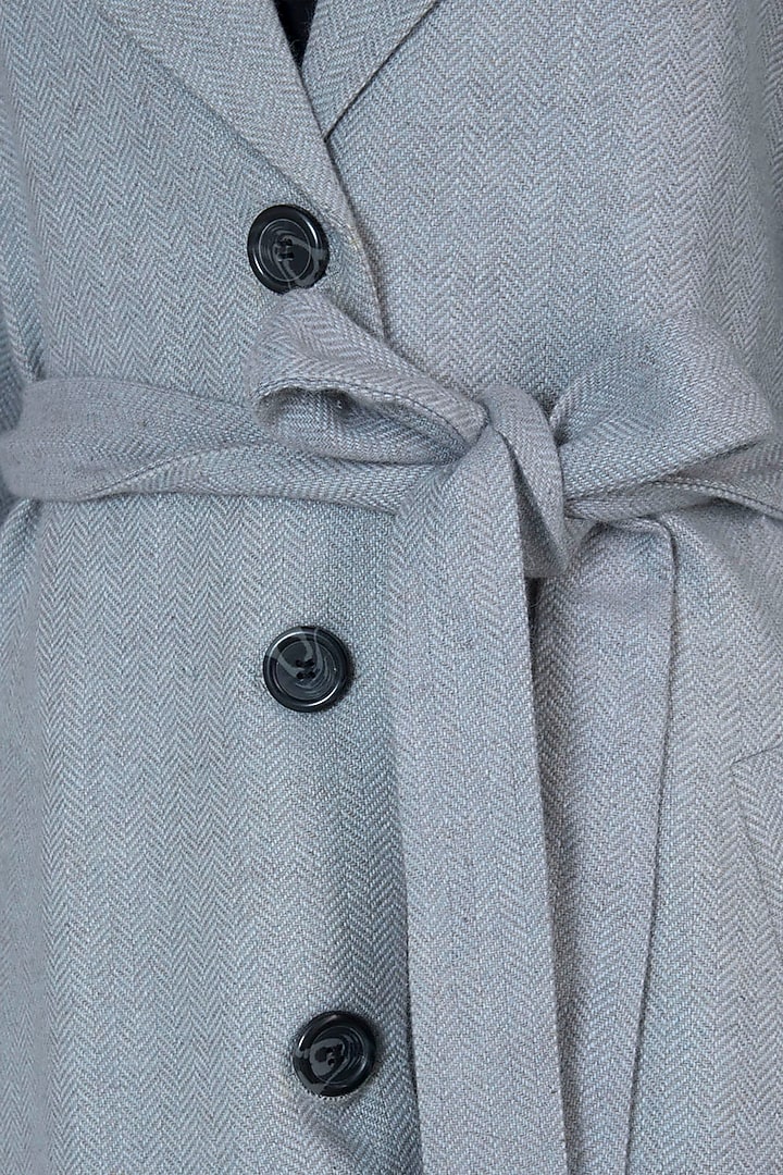 Dusty blue tweed coat by Meadow at Pernia's Pop Up Shop