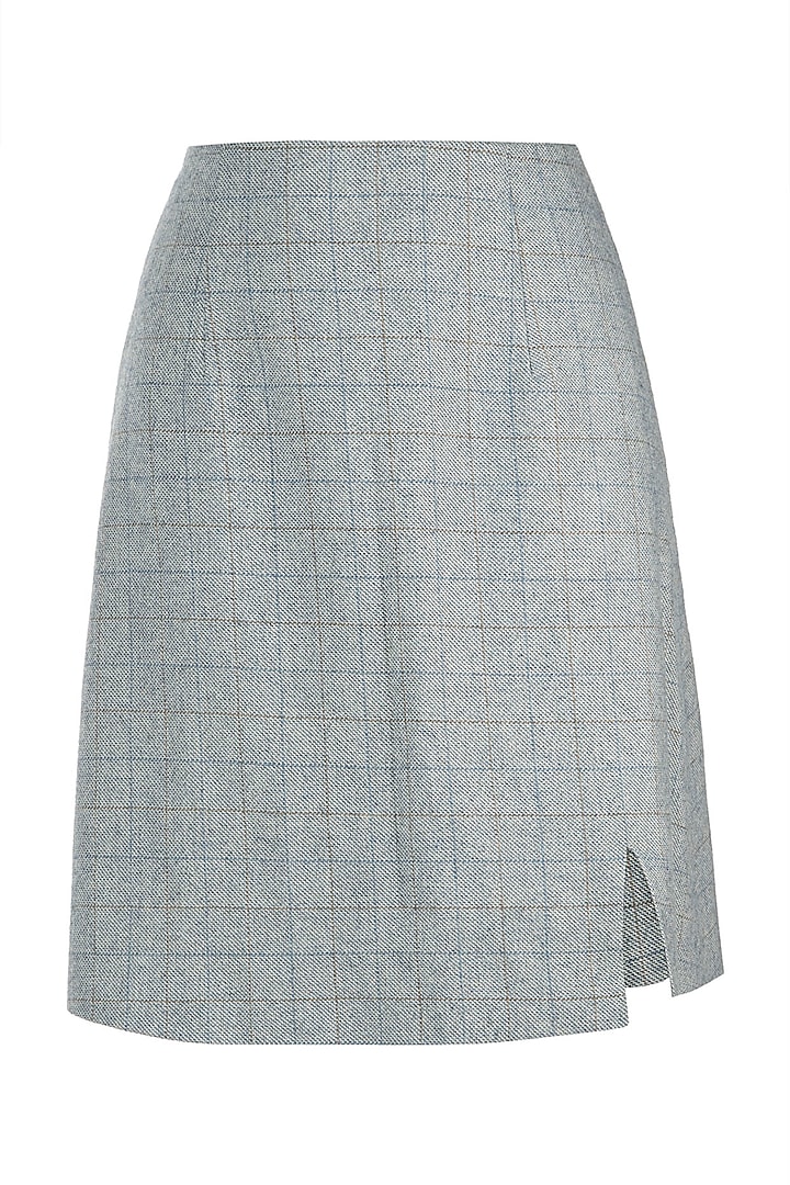 Powder blue front slit skirt by Meadow