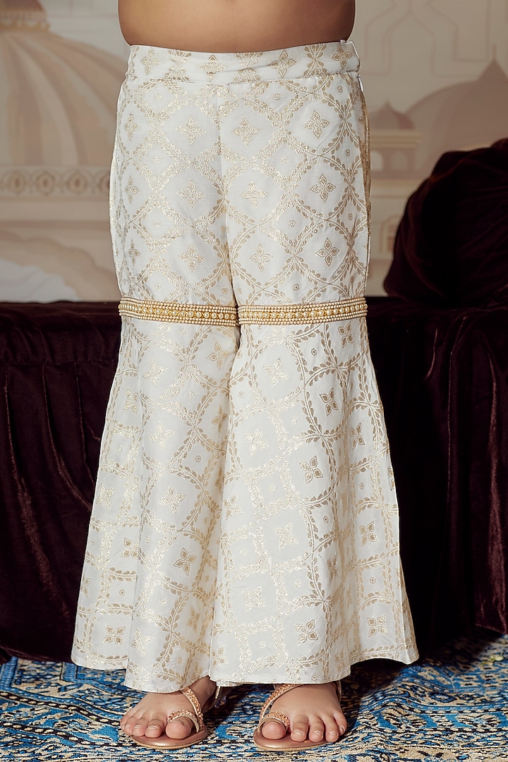 Gold Brocade Sharara Set For Girls by Mei & Zu at Pernia's Pop Up Shop