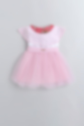 Pink Chiffon Embroidered Dress For Girls by Many Frocks by SDS