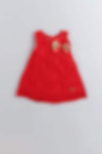 Red Net A-line Dress For Girls by Many Frocks by SDS