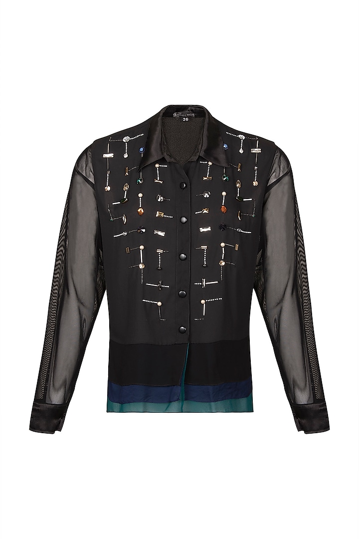 Black Embroidered Shirt by Gavin Miguel