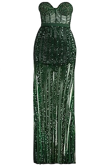 Emerald Green Embellished Gown Design by Gavin Miguel at Pernia's Pop ...