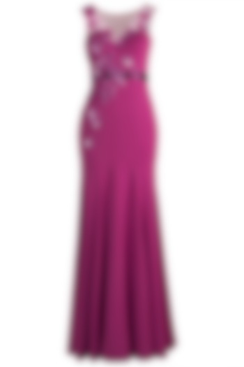 Fuchsia Embroidered Gown by Gavin Miguel