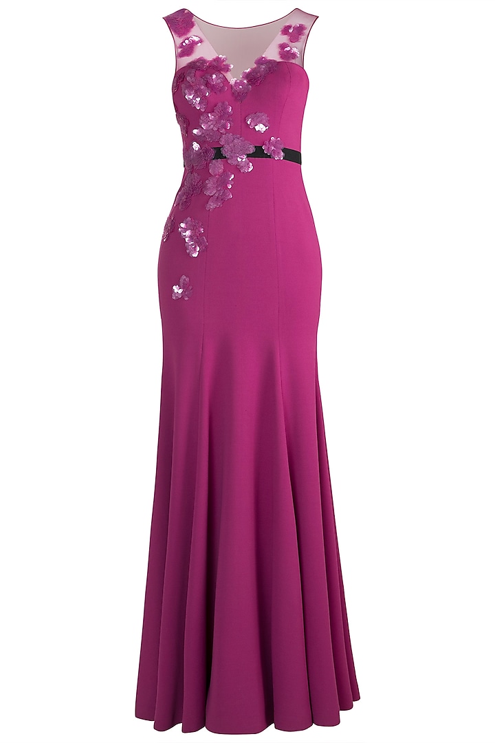 Fuchsia Embroidered Gown by Gavin Miguel