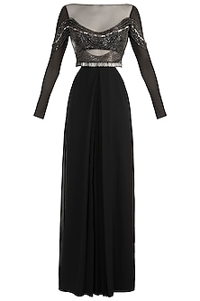 Black Embellished Gown Design by Gavin Miguel at Pernia's Pop Up Shop 2023