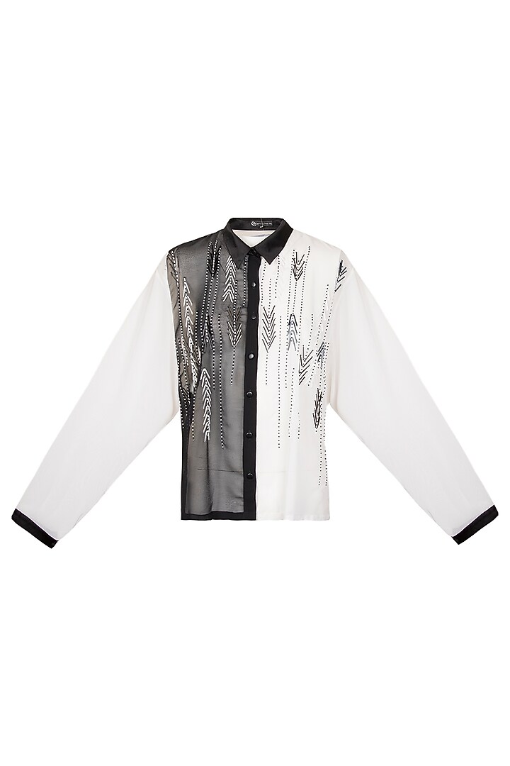 Black & White Embroidered Shirt by Gavin Miguel at Pernia's Pop Up Shop