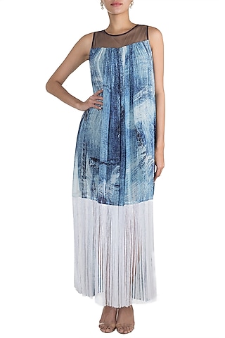 Blue Printed Dress by Gavin Miguel