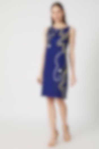 Cobalt Blue Embroidered Dress by Gavin Miguel at Pernia's Pop Up Shop