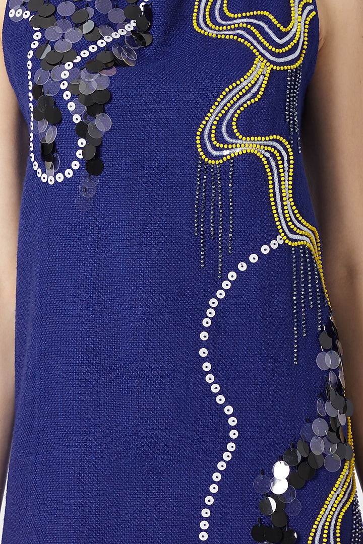 Cobalt Blue Embroidered Vacation Dress by Gavin Miguel at Pernia's Pop Up Shop