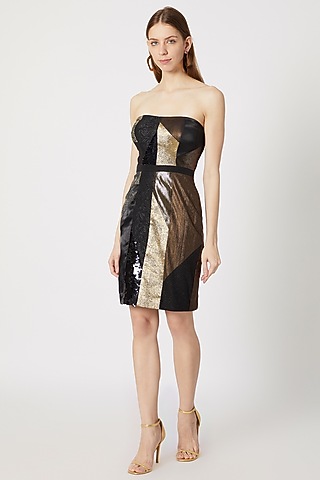 Black Metallic Cocktail Dress by Gavin Miguel