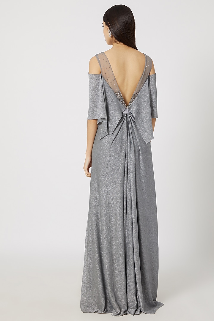 Silver Embroidered Shimmer Gown by Gavin Miguel at Pernia's Pop Up Shop
