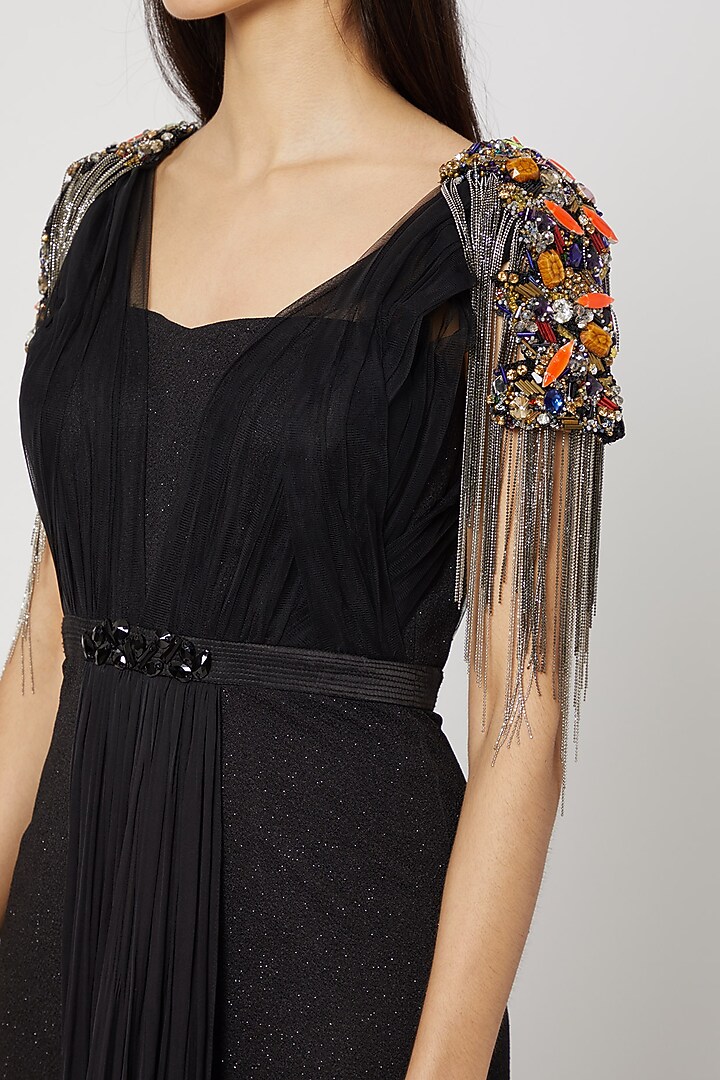 Black Stones & Chains Embroidered Gown by Gavin Miguel at Pernia's Pop Up Shop