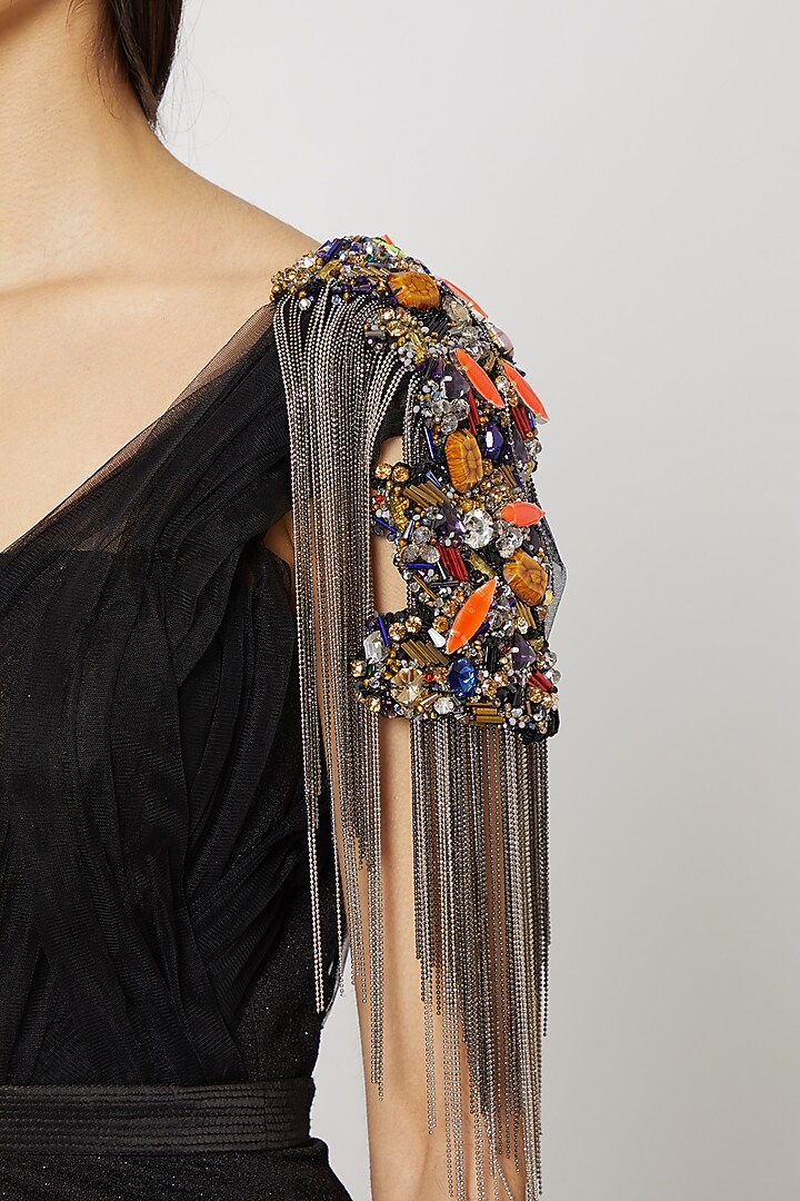 Black Stones & Chains Embroidered Gown by Gavin Miguel at Pernia's Pop Up Shop