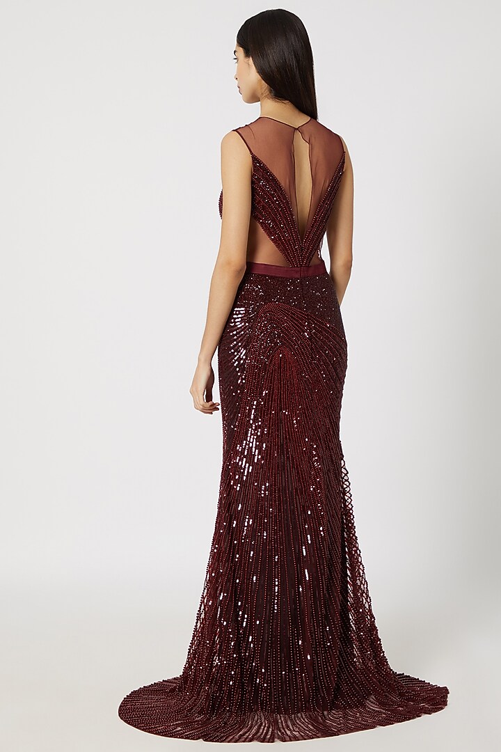 Wine Sequins Embellished Gown by Gavin Miguel at Pernia's Pop Up Shop