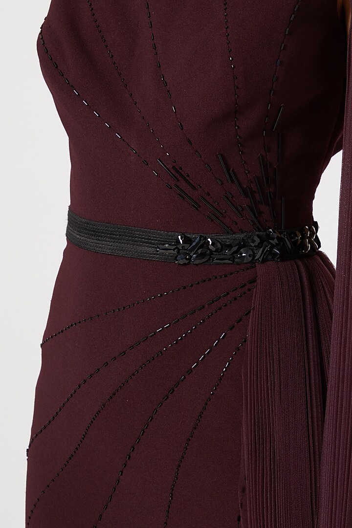 Wine Draped & Embroidered Gown by Gavin Miguel at Pernia's Pop Up Shop