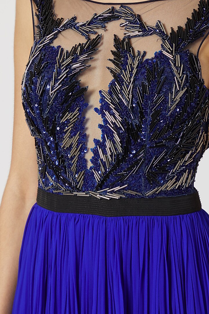 Blue Embroidered Flared Gown by Gavin Miguel at Pernia's Pop Up Shop