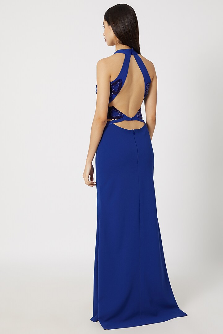 Blue Bead & Sequins Embroidered Gown by Gavin Miguel at Pernia's Pop Up Shop