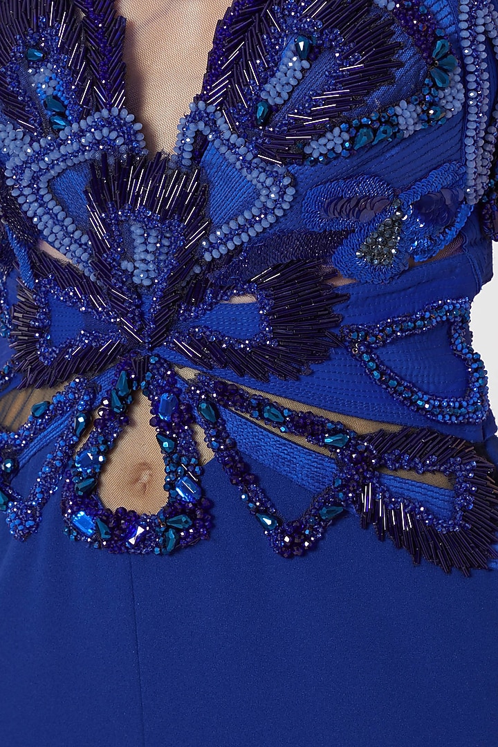 Blue Bead & Sequins Embroidered Gown by Gavin Miguel at Pernia's Pop Up Shop