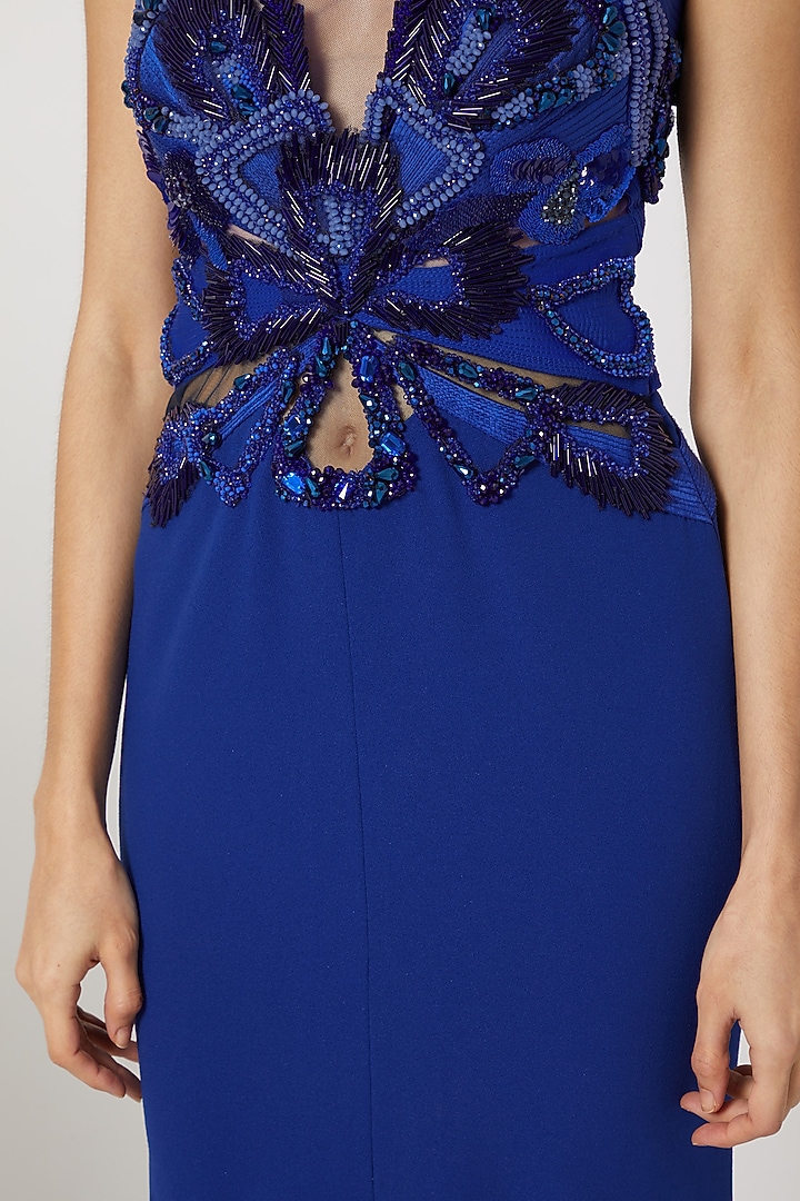 Blue Bead & Sequins Embroidered Gown by Gavin Miguel at Pernia's Pop Up Shop