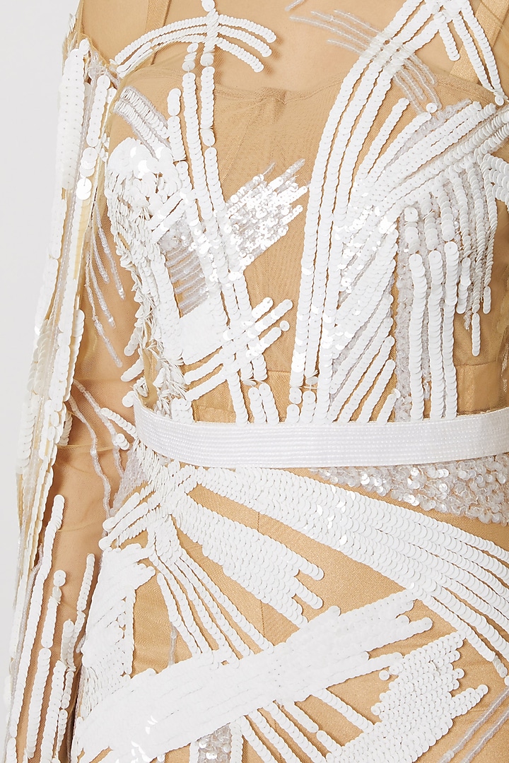 White & Nude Embroidered Gown by Gavin Miguel at Pernia's Pop Up Shop